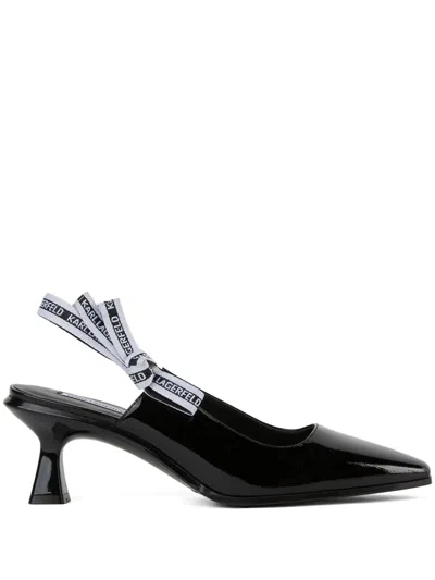 Karl Lagerfeld 75mm Panache Ribbon Slingback Pumps In Black