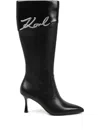 Karl Lagerfeld 80mm Sienna Pointed-toe Boots In Black