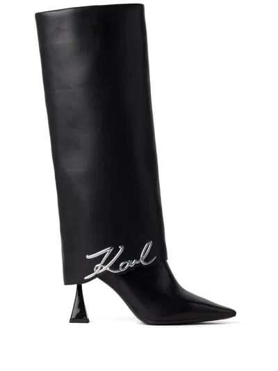 Karl Lagerfeld 90mm Debut Fold-down Boots In Schwarz