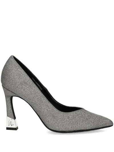 Karl Lagerfeld 90mm Premiere Pumps In Silver