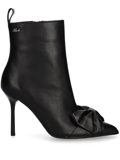 Karl Lagerfeld 90mm Sarabande Bow Ankle Boots In Black