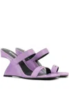 Karl Lagerfeld 90mm Waverly Double-strap Wedge Slides In Purple