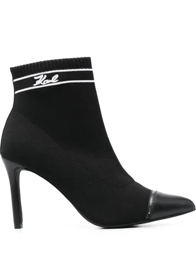 Karl Lagerfeld 95mm Heeled Pointed Boots In Black