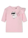 Karl Lagerfeld Pink Dress For Baby Girl With Choupette Print In Pink