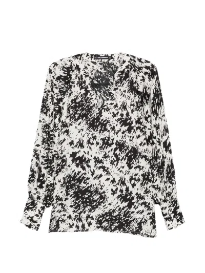 Karl Lagerfeld Abstract-print Long-sleeve Blouse In Black