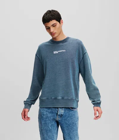 Karl Lagerfeld Acid Wash Sweatshirt In Blue