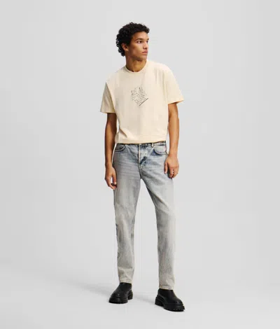 Karl Lagerfeld Acid Wash Tapered Jeans In Gray
