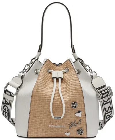 Karl Lagerfeld Adele Bucket Bag In White,natural