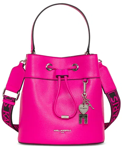 Karl Lagerfeld Adele Medium Bucket Bag In Raspberry