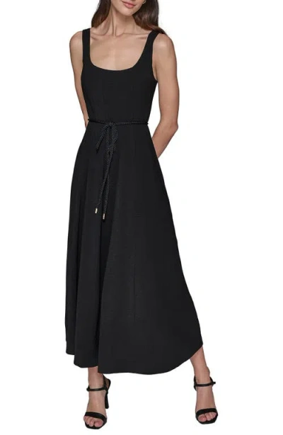 Karl Lagerfeld Aero Wash Square Neck Dress In Black