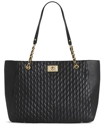 Karl Lagerfeld Agyness E/w Leather Tote In Black