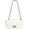 Karl Lagerfeld Agyness Large Leather Shoulder Bag In Winter White/silver