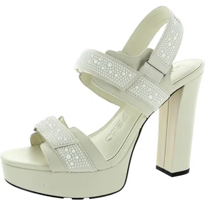 Karl Lagerfeld Alessia Pearl Womens Adjustable Faux Leather Block Heels In Multi