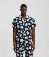 Karl Lagerfeld All-over Flower Print Shirt In Black