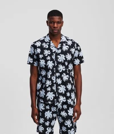 Karl Lagerfeld All-over Flower Print Shirt In Black