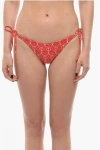 Karl Lagerfeld All-over Iconic Printed Bikini Bottom With Knotted Laces