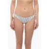 Karl Lagerfeld All-over Iconic Printed Bikini Bottom With Knotted Laces In Gray