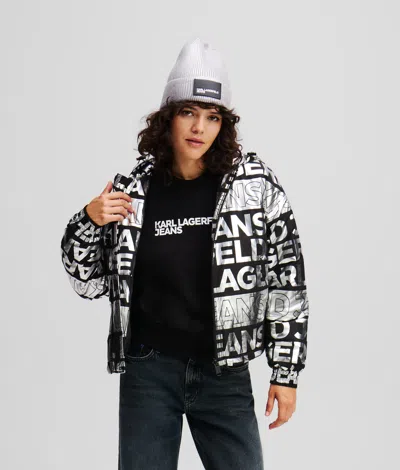 Karl Lagerfeld All-over Klj Logo Jacket In Black