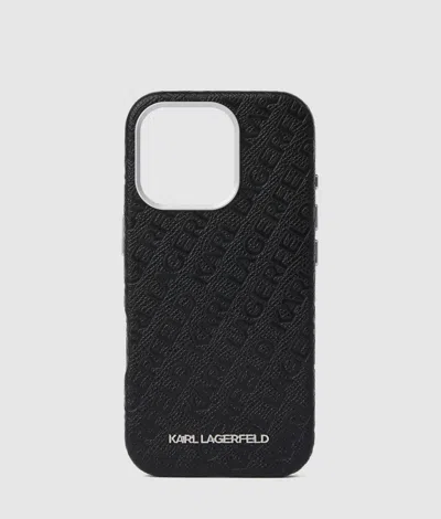 Karl Lagerfeld All-over Logo Iphone 16 Pro Case In Black