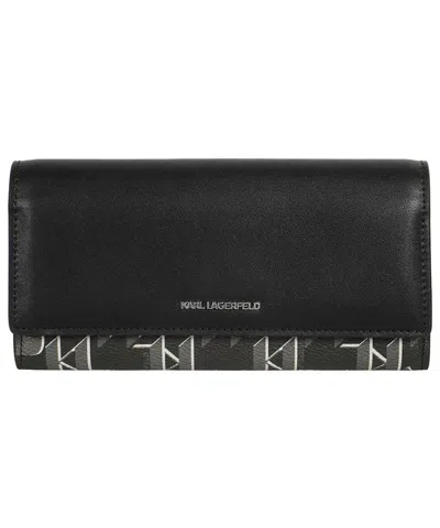 Karl Lagerfeld All-over Logo Wallet In Black