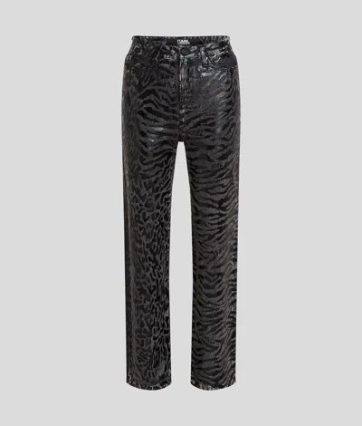 Karl Lagerfeld All-over Zebra Print Straight Jeans In Black