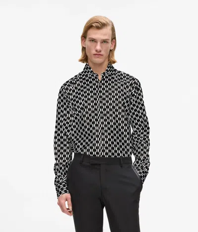 Karl Lagerfeld All-over Monogram Shirt In Black