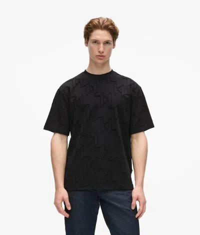 Karl Lagerfeld All-over Monogram T-shirt In Black