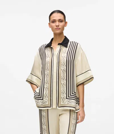 Karl Lagerfeld All-over-print Pajama Shirt In Neutral