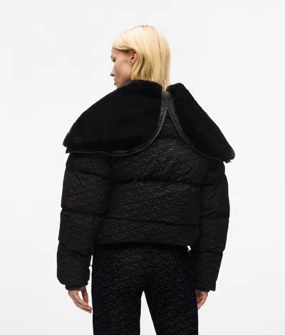 Karl Lagerfeld All-over-print Puffer Jacket In Black