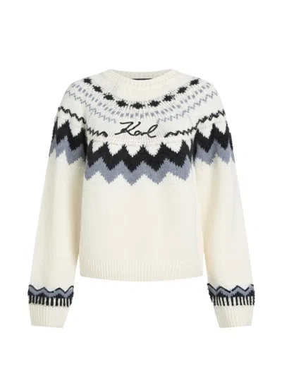 Karl Lagerfeld Alpine Knitted Sweater In White