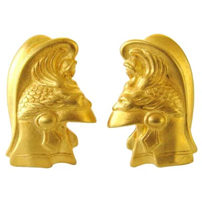 Pre-owned Karl Lagerfeld Amour Head Dress Earrings New, Never Worn 1990s In Orange