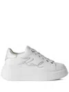 Karl Lagerfeld Anakapri Signia Flatform Leather Sneakers In White