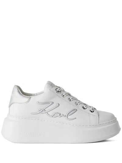 Karl Lagerfeld Anakapri Signia Flatform Leather Sneakers In White