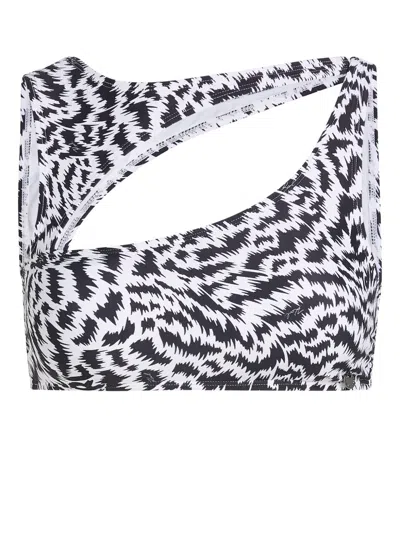 Karl Lagerfeld Animal-print Cut-out Bikini Top In Black