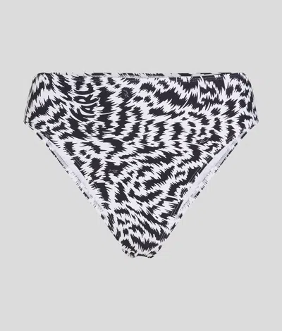 Karl Lagerfeld Animal-print High-rise Bikini Bottoms In Black