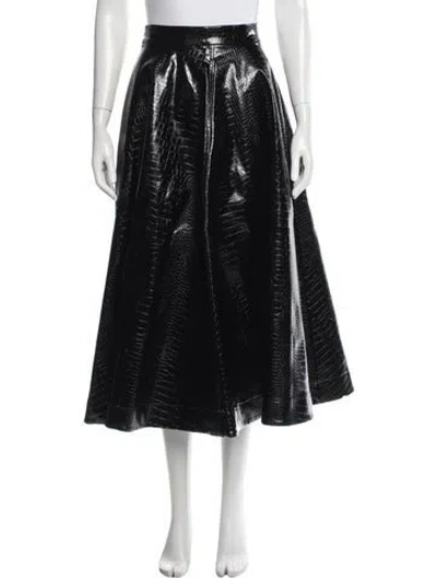 Pre-owned Karl Lagerfeld Animal Print Midi Length Skirt W/ Tags In Black