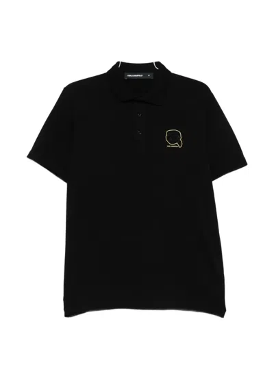 Karl Lagerfeld Appliqué Polo Shirt In Black