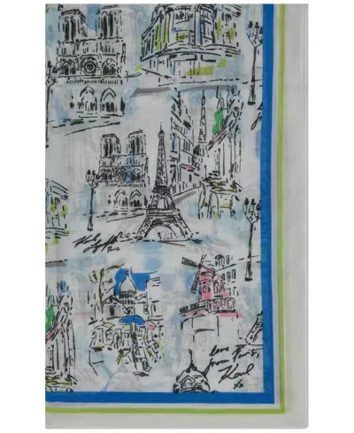 Karl Lagerfeld April In Paris Square Scarf In Blue