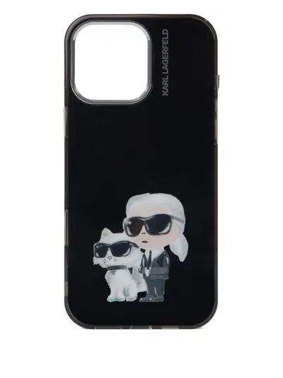 Karl Lagerfeld Aquarelle Choupette Logo Iphone 16 Pro Max Case In Black