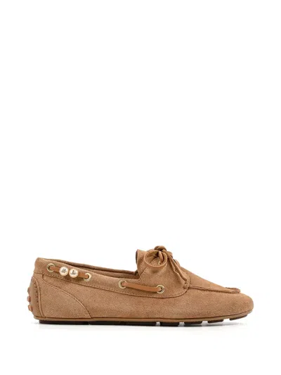 Karl Lagerfeld Ariella Suede Boat Shoes In Brown