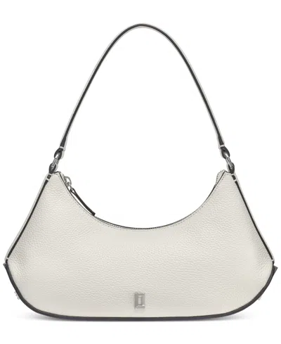 Karl Lagerfeld Arielle Leather Shoulder Bag In Winter White,silver