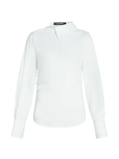 Karl Lagerfeld Asymmetric Button Shirt In White