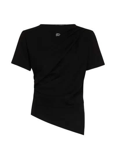 Karl Lagerfeld Asymmetric Draped T-shirt In Multi