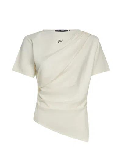 Karl Lagerfeld Asymmetric Draped T-shirt In White