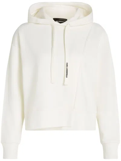 Karl Lagerfeld Asymmetric Hoodie In 白色
