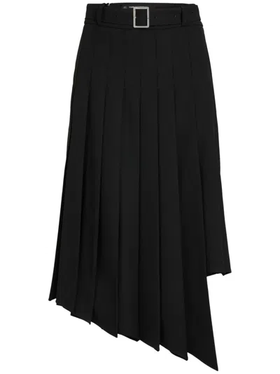 Karl Lagerfeld Asymmetric Pleated Skirt In Black