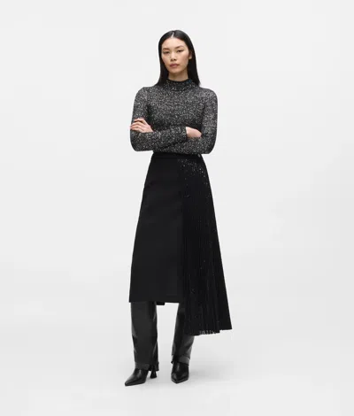 Karl Lagerfeld Asymmetric Sequin Skirt In Black