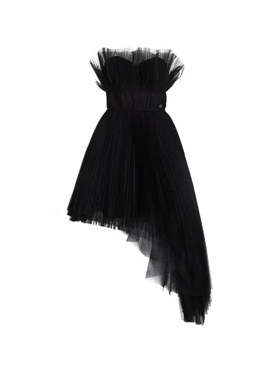 Karl Lagerfeld Asymmetric Tulle Dress In Black