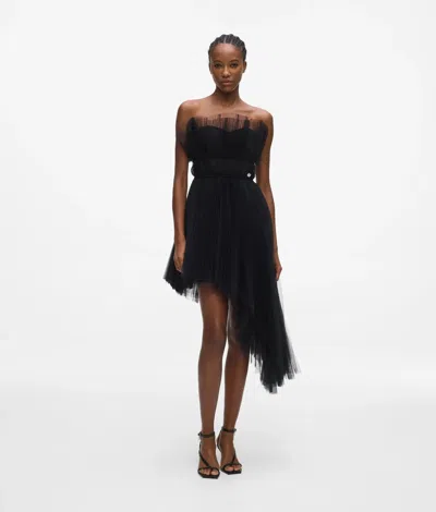 Karl Lagerfeld Asymmetric Tulle Dress In Black