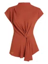 Karl Lagerfeld Asymmetrical Draped Top In Brown